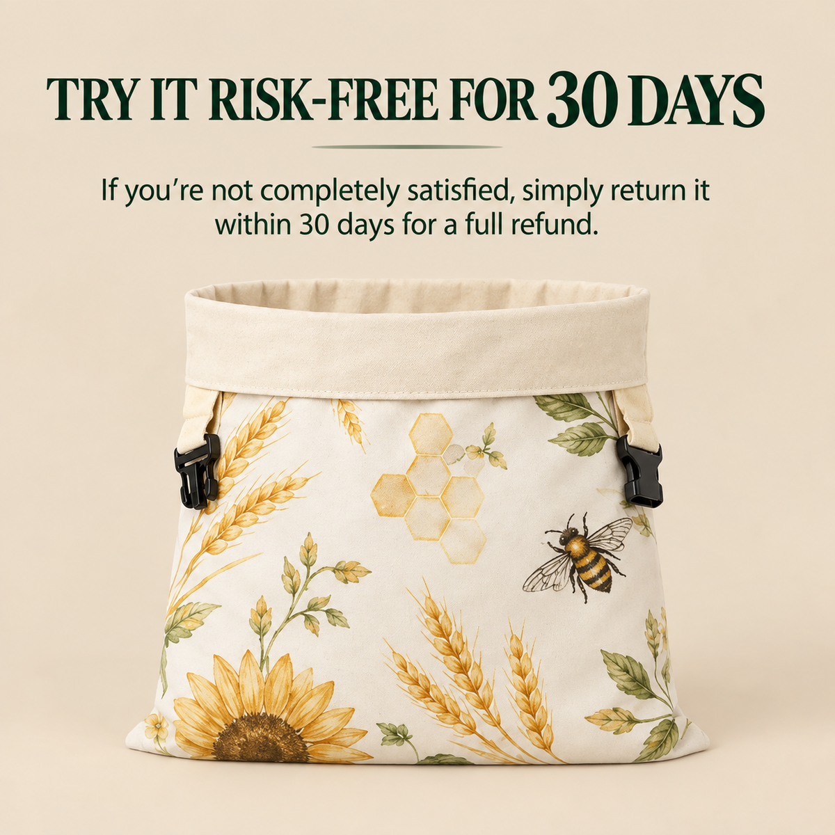 Cotton Beeswax Bread Bag with Detachable Buckle