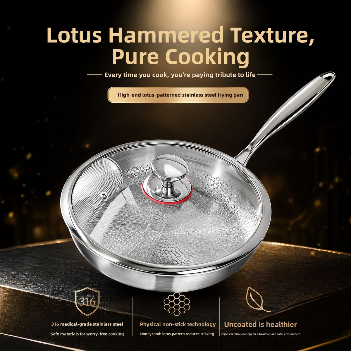 Titanium Non-Stick Frying Pan with Hammered Pattern