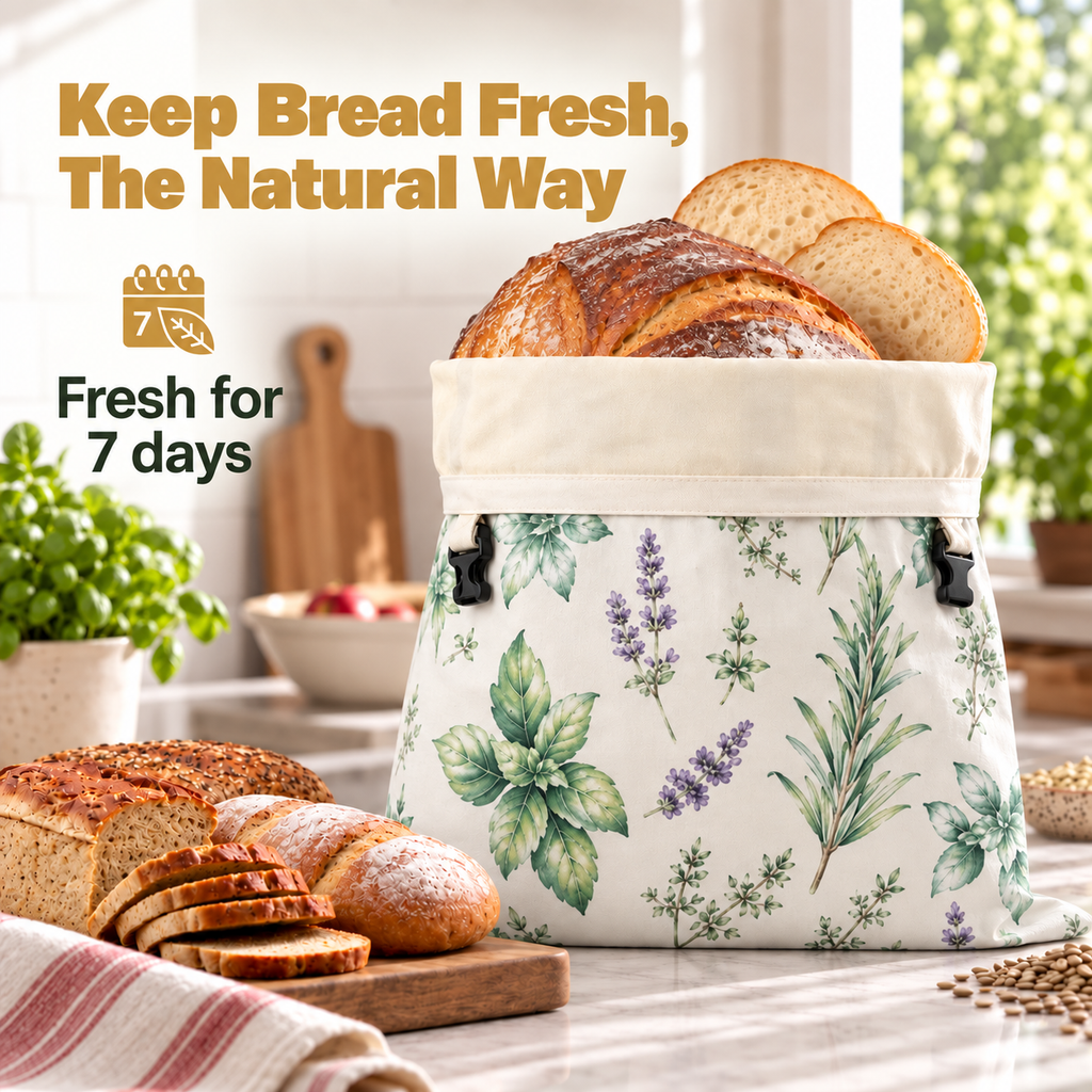 Cotton Beeswax Bread Bag with Detachable Buckle